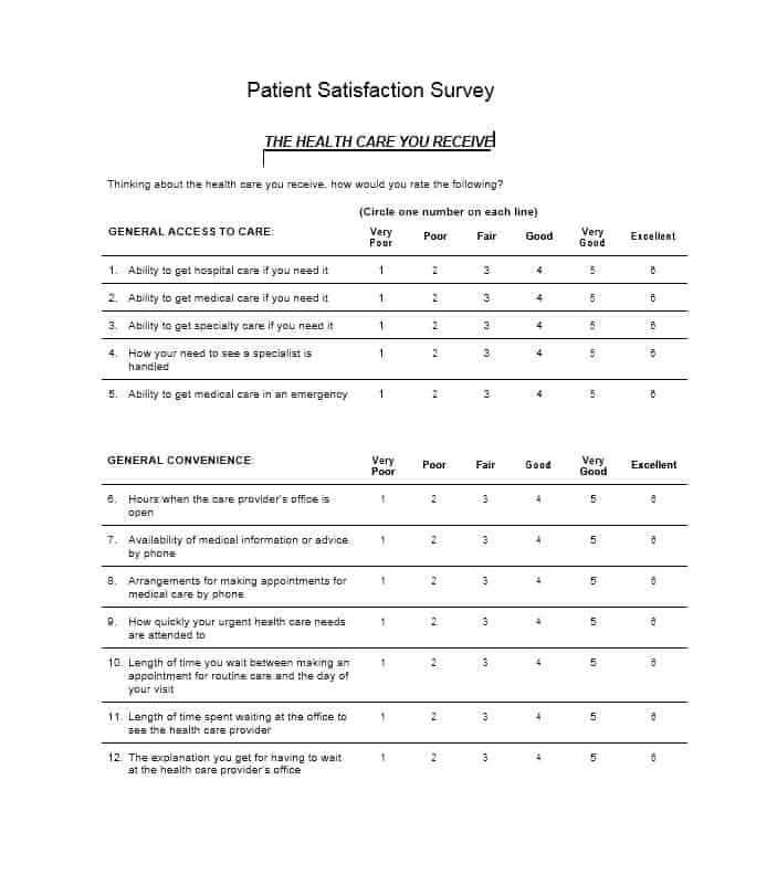 Patient Satisfaction Survey Template 06